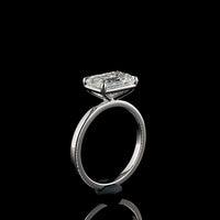Platinum East-West Emerald Cut Lab Diamond Solitaire Ring - 3.06 Carat E VVS2 IGI Certified - Covaloro Fine Jewelry