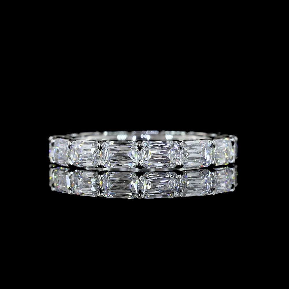Platinum East-West Eternity Band with 15 Prong Set Radiant Modified Lab Diamonds - 3.24 Carats Total Diamond Weight - Covaloro Fine Jewelry