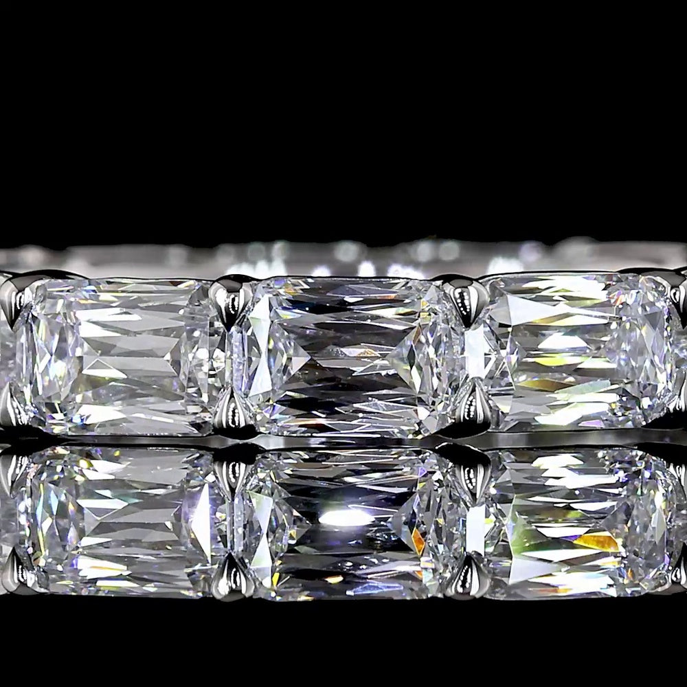 Platinum East-West Eternity Band with 15 Prong Set Radiant Modified Lab Diamonds - 3.24 Carats Total Diamond Weight - Covaloro Fine Jewelry