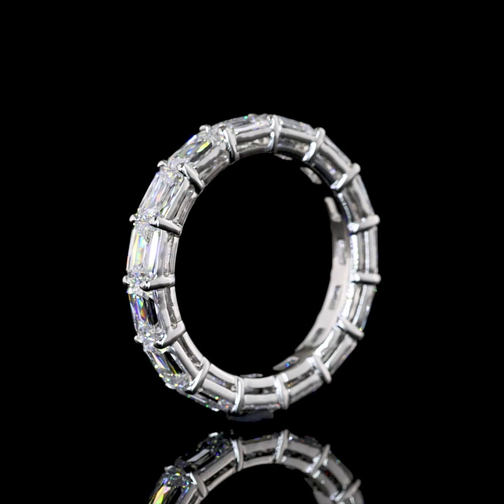 Platinum East-West Eternity Band with 15 Prong Set Radiant Modified Lab Diamonds - 3.24 Carats Total Diamond Weight - Covaloro Fine Jewelry