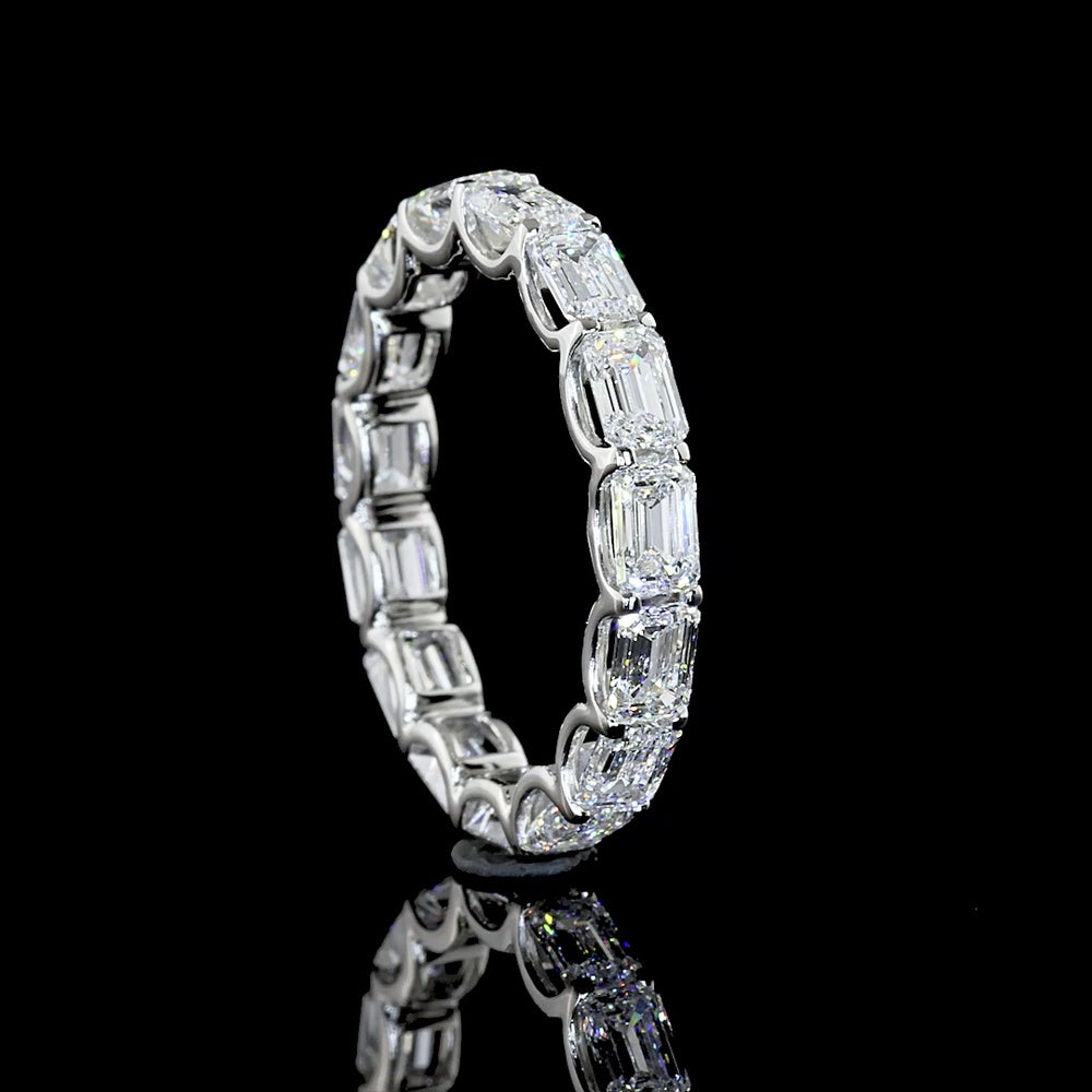 Platinum East-West Eternity Band with Emerald Cut Lab Diamonds - 2.99 Carat Total Weight, E-F Color, VS Clarity - Covaloro Fine Jewelry