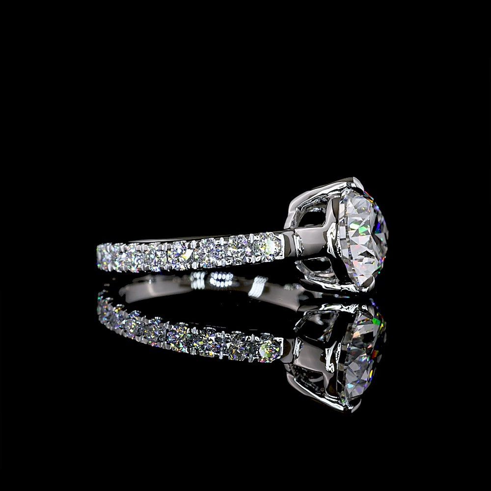 Platinum East-West Pear Shape Lab Diamond Ring - 3.05 Carat Center F VS1 with 0.92 Carat Accent Diamonds - Total 3.97 Carats - Covaloro Fine Jewelry