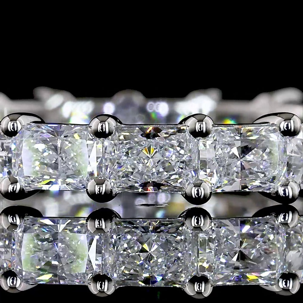 Platinum East-West Radiant Cut Lab Diamond Eternity Band - 1.76 Carat Total Weight, E-F Color VS1 Clarity, 19 Stones - Covaloro Fine Jewelry