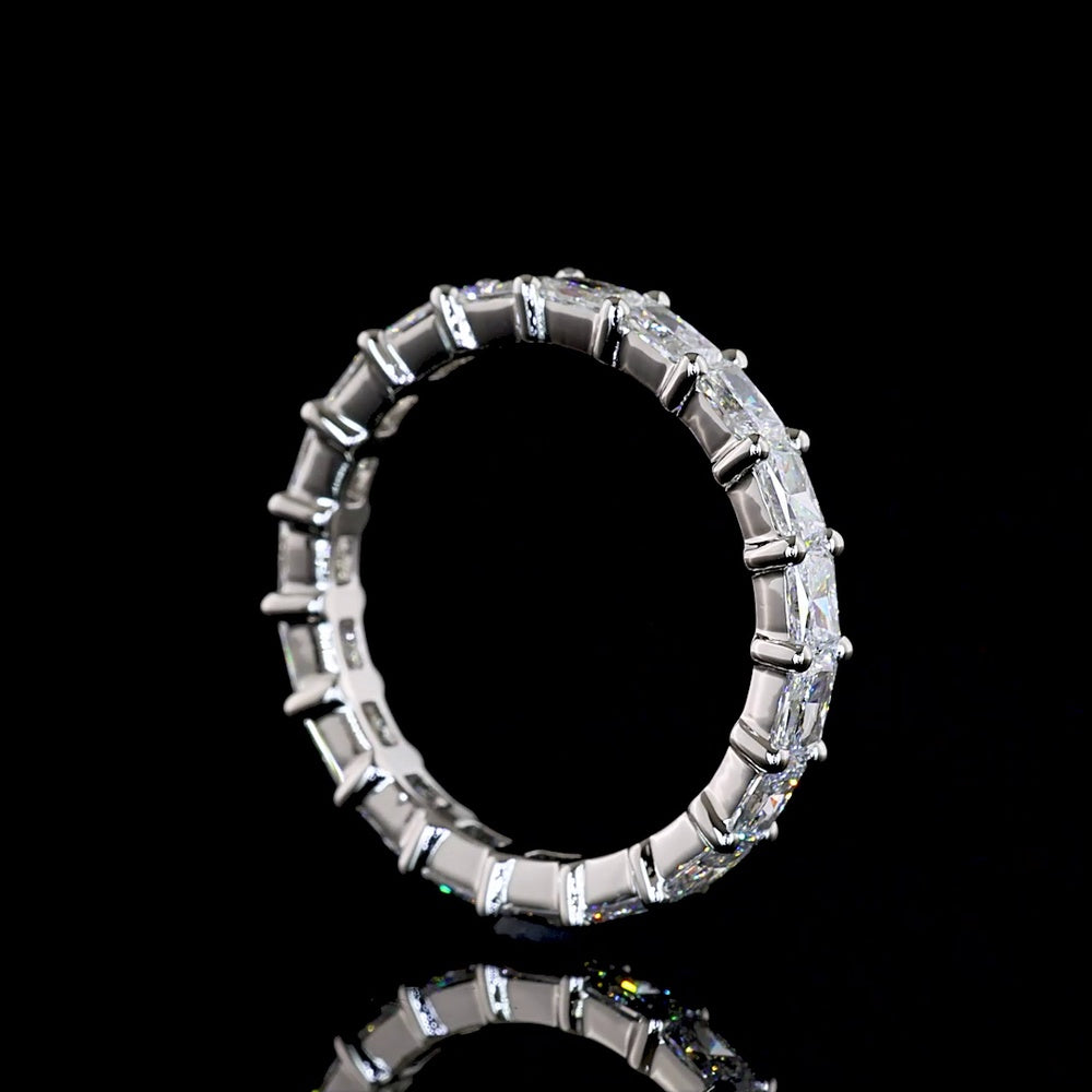 Platinum East-West Radiant Cut Lab Diamond Eternity Band - 1.76 Carat Total Weight, E-F Color VS1 Clarity, 19 Stones - Covaloro Fine Jewelry