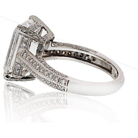 Platinum Emerald Cut Engagement Ring with 5.04 Carat E/VS2 GIA Diamond and 1.00 Carat Pavé Set Round Diamonds