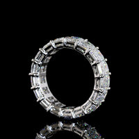 Platinum Emerald Cut Lab Diamond Eternity Band - 17 Stones, 8.51 Carat Total Weight, E-F Color, VS1 Clarity - Covaloro Fine Jewelry