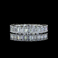 Platinum Emerald Cut Lab Diamond Eternity Band - 2.89 Carat Total Weight, 25 Stones, F Color VS1 Clarity - Covaloro Fine Jewelry