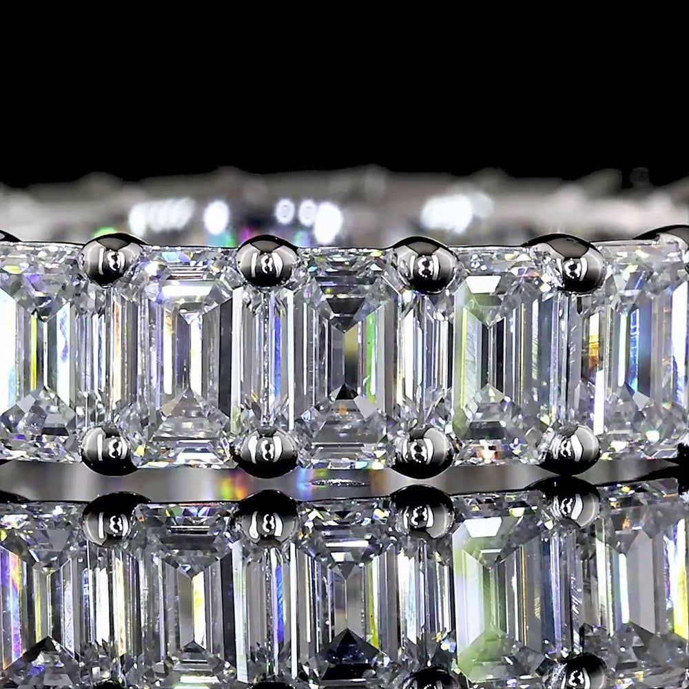 Platinum Emerald Cut Lab Diamond Eternity Band - 2.89 Carat Total Weight, 25 Stones, F Color VS1 Clarity - Covaloro Fine Jewelry