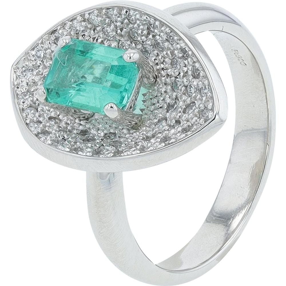 Platinum Emerald Ring with 0.84 Carat Emerald and 0.32 Carat Total Diamond Weight
