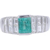 Platinum Emerald Ring with Bezel-Set 1.77 Carats Emerald and 2.84 Carats Channel-Set Baguette Diamonds