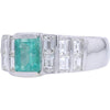 Platinum Emerald Ring with Bezel-Set 1.77 Carats Emerald and 2.84 Carats Channel-Set Baguette Diamonds