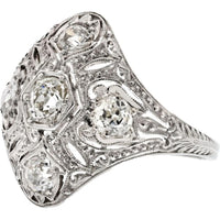 Platinum Estate Art Deco Diamond Ring - 2.5 Carats Total Diamond Weight