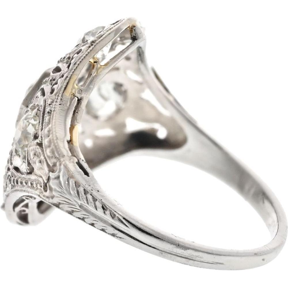 Platinum Estate Art Deco Diamond Ring - 2.5 Carats Total Diamond Weight
