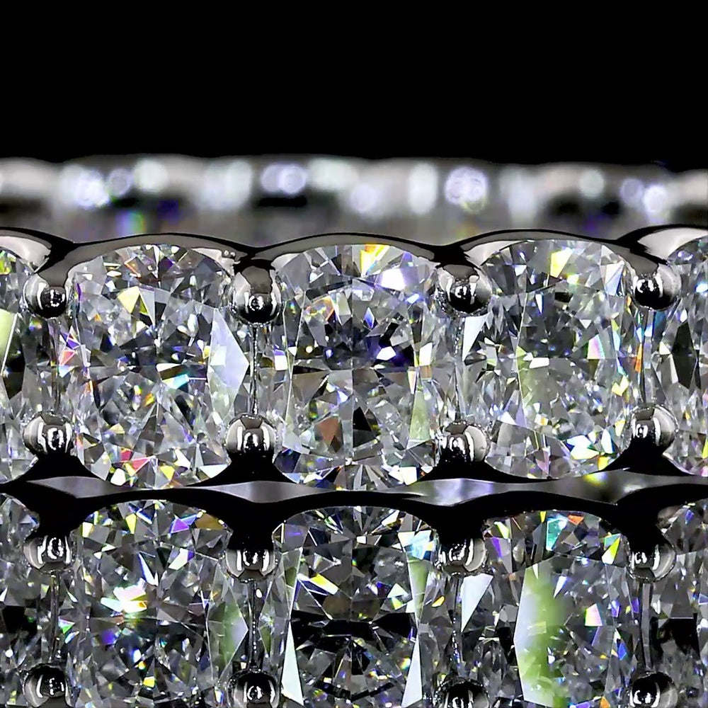 Platinum Eternity Band Ring with U-Prong Set Cushion Brilliant Lab Diamonds - 3.86 Carat Total Weight (22 Stones, E-F Color VS Clarity) - Covaloro Fine Jewelry