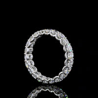 Platinum Eternity Band Ring with U-Prong Set Cushion Brilliant Lab Diamonds - 3.86 Carat Total Weight (22 Stones, E-F Color VS Clarity) - Covaloro Fine Jewelry