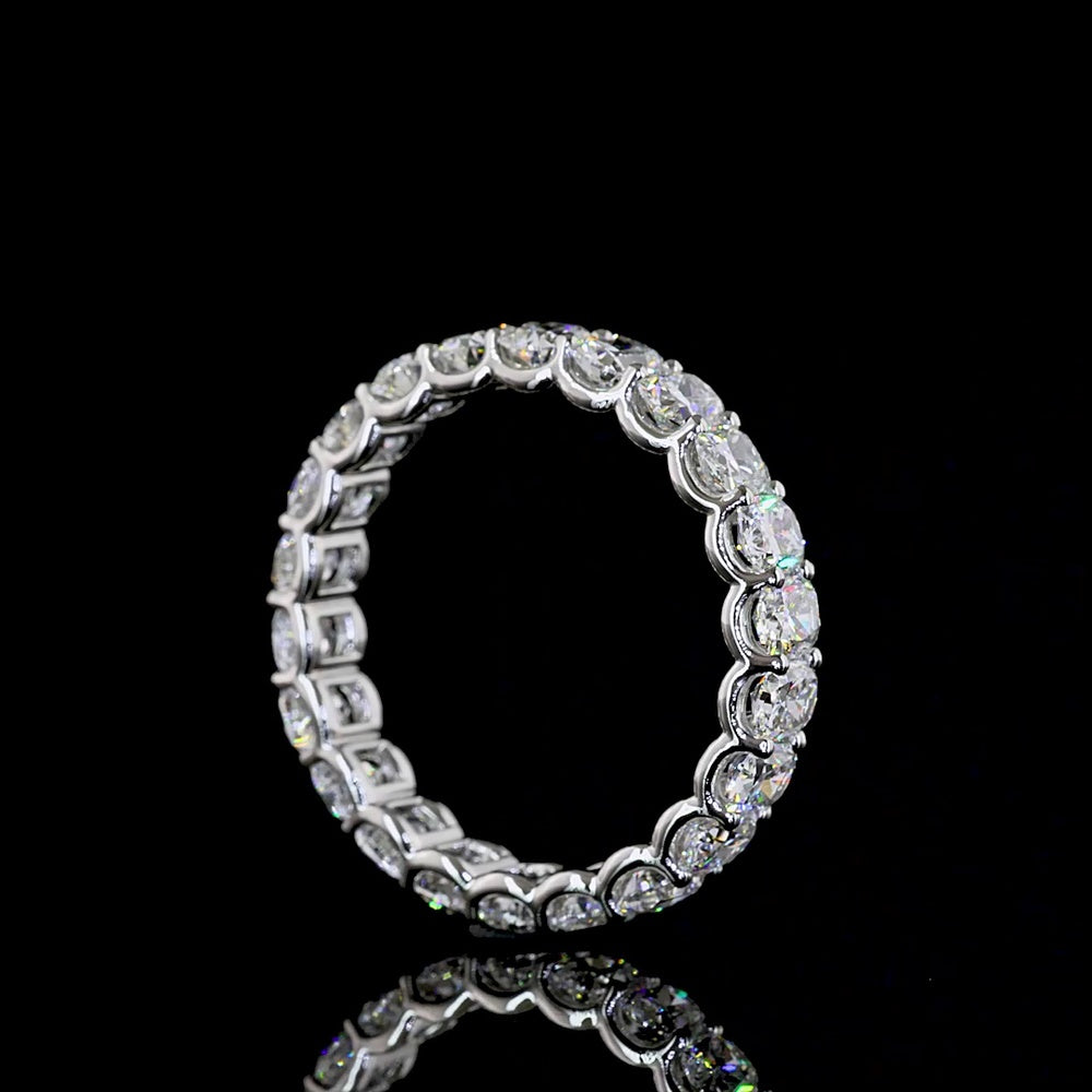Platinum Eternity Band Ring with U-Prong Set Cushion Brilliant Lab Diamonds - 3.86 Carat Total Weight (22 Stones, E-F Color VS Clarity) - Covaloro Fine Jewelry