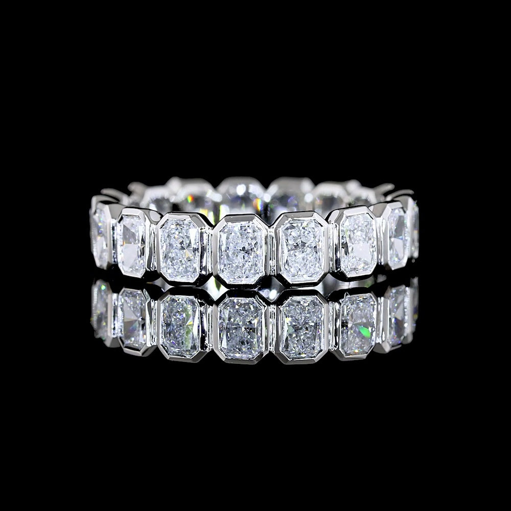 Platinum Eternity Band with 1.94 Carats of Bezel Set Radiant Cut Lab Diamonds - Covaloro Fine Jewelry