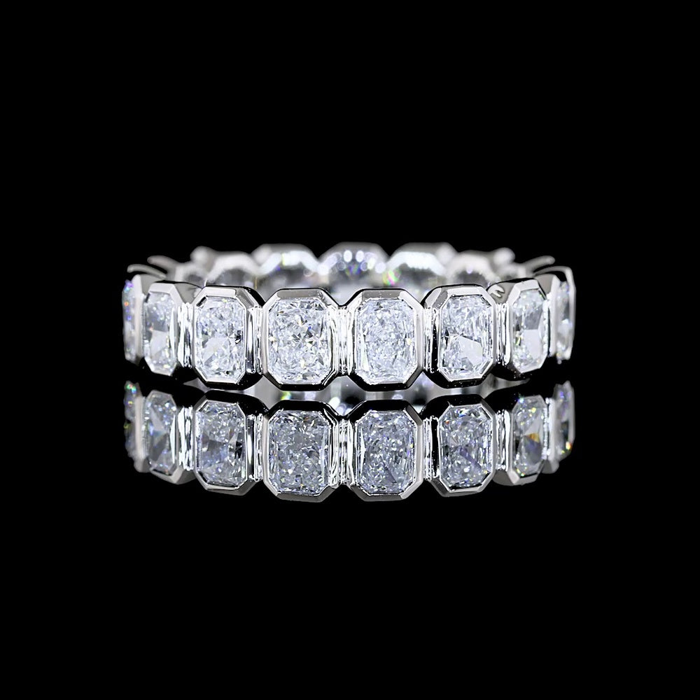 Platinum Eternity Band with 1.94 Carats of Bezel Set Radiant Cut Lab Diamonds - Covaloro Fine Jewelry