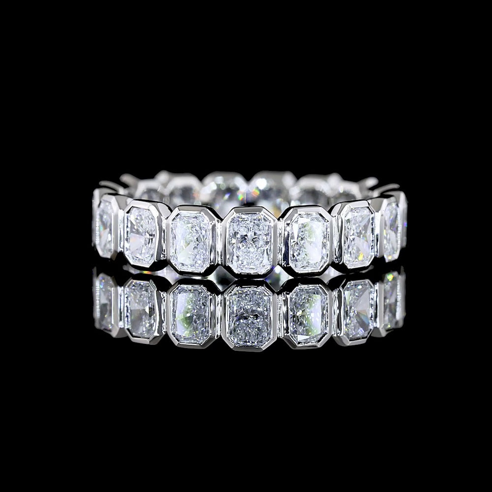 Platinum Eternity Band with 1.94 Carats of Bezel Set Radiant Cut Lab Diamonds - Covaloro Fine Jewelry