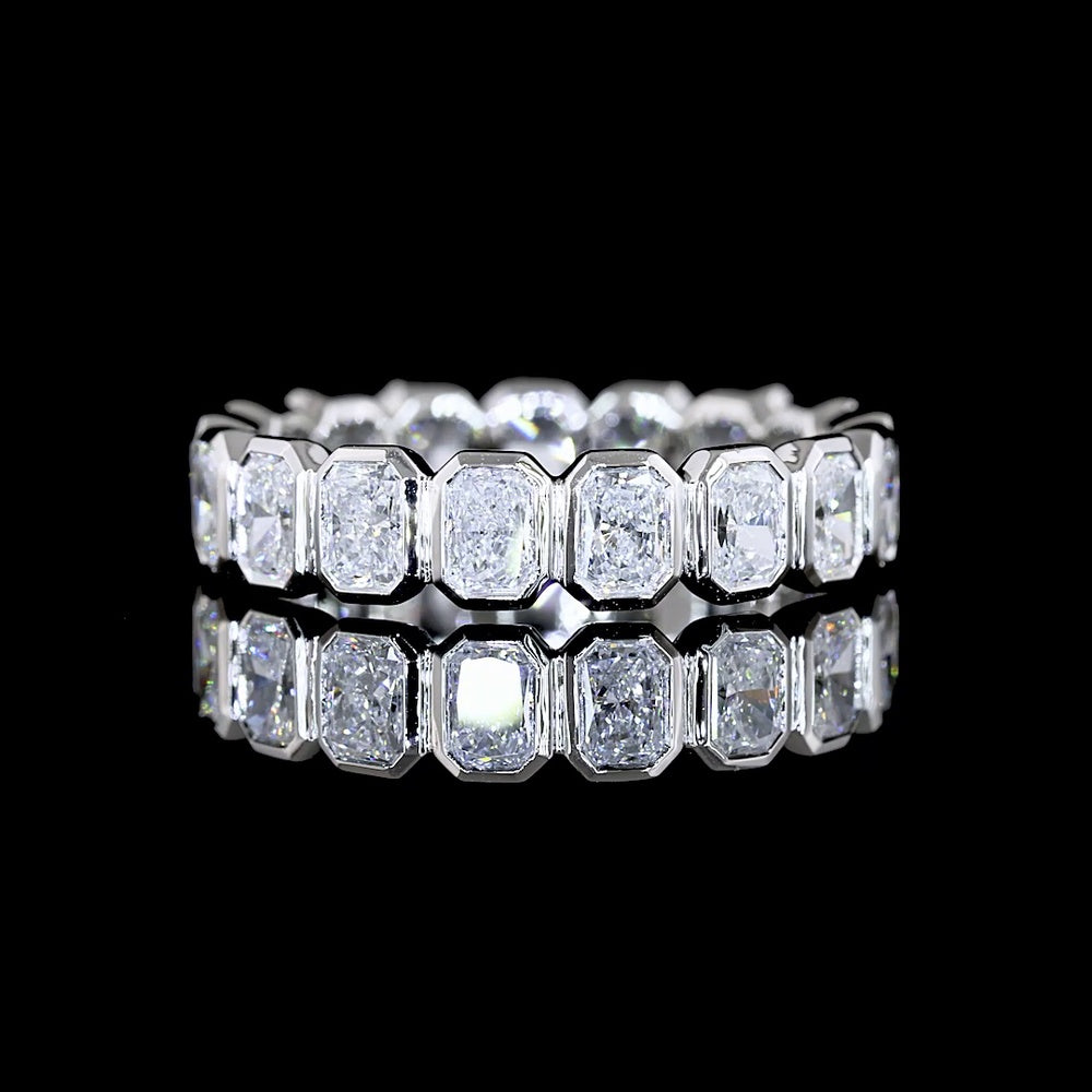 Platinum Eternity Band with 1.94 Carats of Bezel Set Radiant Cut Lab Diamonds - Covaloro Fine Jewelry