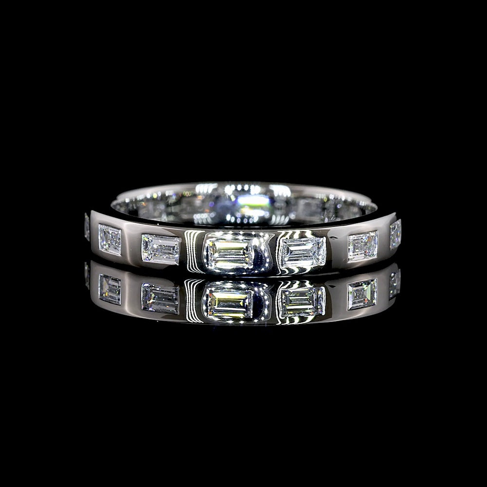 Platinum Eternity Band with 14 East-West Flush Set Baguette Lab Diamonds - 0.75 Carat Total Weight, E-F Color VS1 Clarity - Covaloro Fine Jewelry