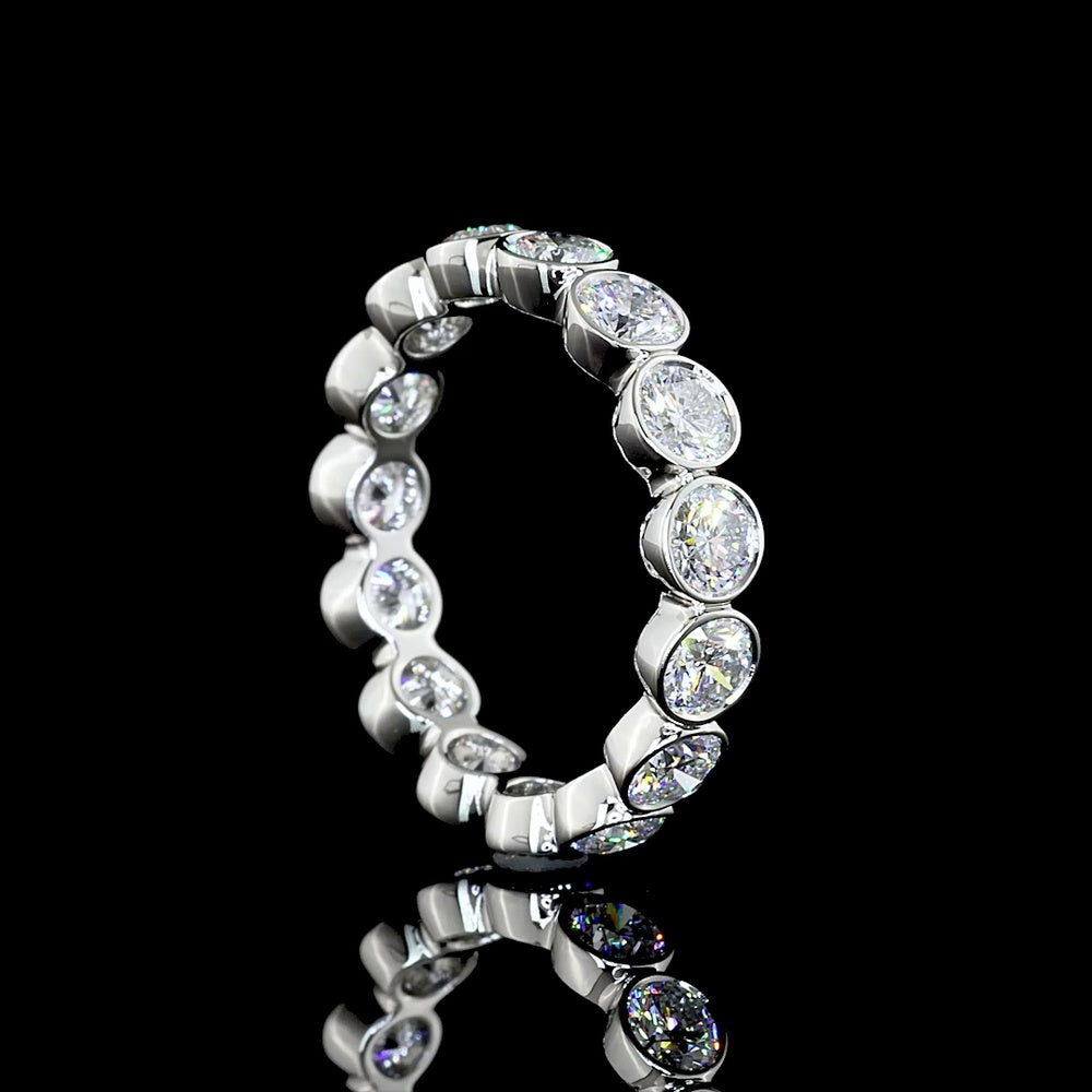 Platinum Eternity Band with 15 Bezel-Set Round Lab Grown Diamonds - 2.99 Carats Total Diamond Weight - Covaloro Fine Jewelry