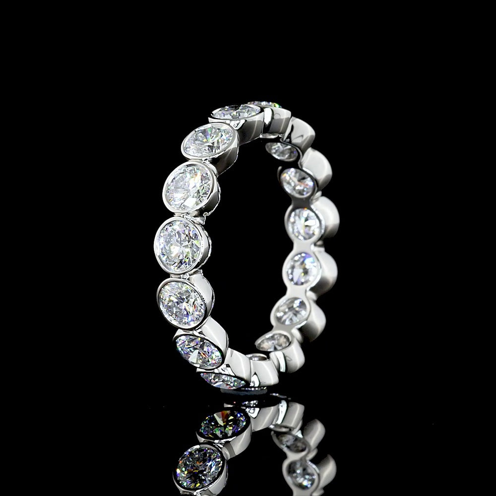 Platinum Eternity Band with 15 Bezel-Set Round Lab Grown Diamonds - 2.99 Carats Total Diamond Weight - Covaloro Fine Jewelry