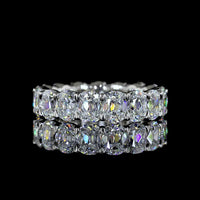 Platinum Eternity Band with 17 Antique Cushion Cut Lab Diamonds in Prong Setting - 6.80 Carat Total Weight, F VS2 Color Clarity - Covaloro Fine Jewelry