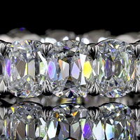 Platinum Eternity Band with 17 Antique Cushion Cut Lab Diamonds in Prong Setting - 6.80 Carat Total Weight, F VS2 Color Clarity - Covaloro Fine Jewelry