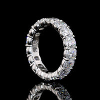 Platinum Eternity Band with 17 Antique Cushion Cut Lab Diamonds in Prong Setting - 6.80 Carat Total Weight, F VS2 Color Clarity - Covaloro Fine Jewelry
