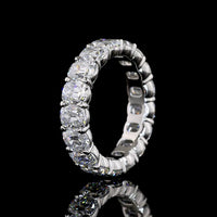 Platinum Eternity Band with 17 Antique Cushion Cut Lab Diamonds in Prong Setting - 6.80 Carat Total Weight, F VS2 Color Clarity - Covaloro Fine Jewelry