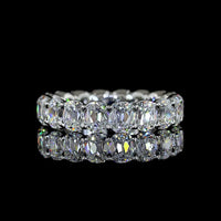 Platinum Eternity Band with 18 Antique Cushion Cut Lab Grown Diamonds - 4.08 Carats Total Weight, E-F Color, VS Clarity - Covaloro Fine Jewelry