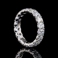 Platinum Eternity Band with 18 Antique Cushion Cut Lab Grown Diamonds - 4.08 Carats Total Weight, E-F Color, VS Clarity - Covaloro Fine Jewelry
