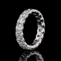 Platinum Eternity Band with 18 Antique Cushion Cut Lab Grown Diamonds - 4.08 Carats Total Weight, E-F Color, VS Clarity - Covaloro Fine Jewelry