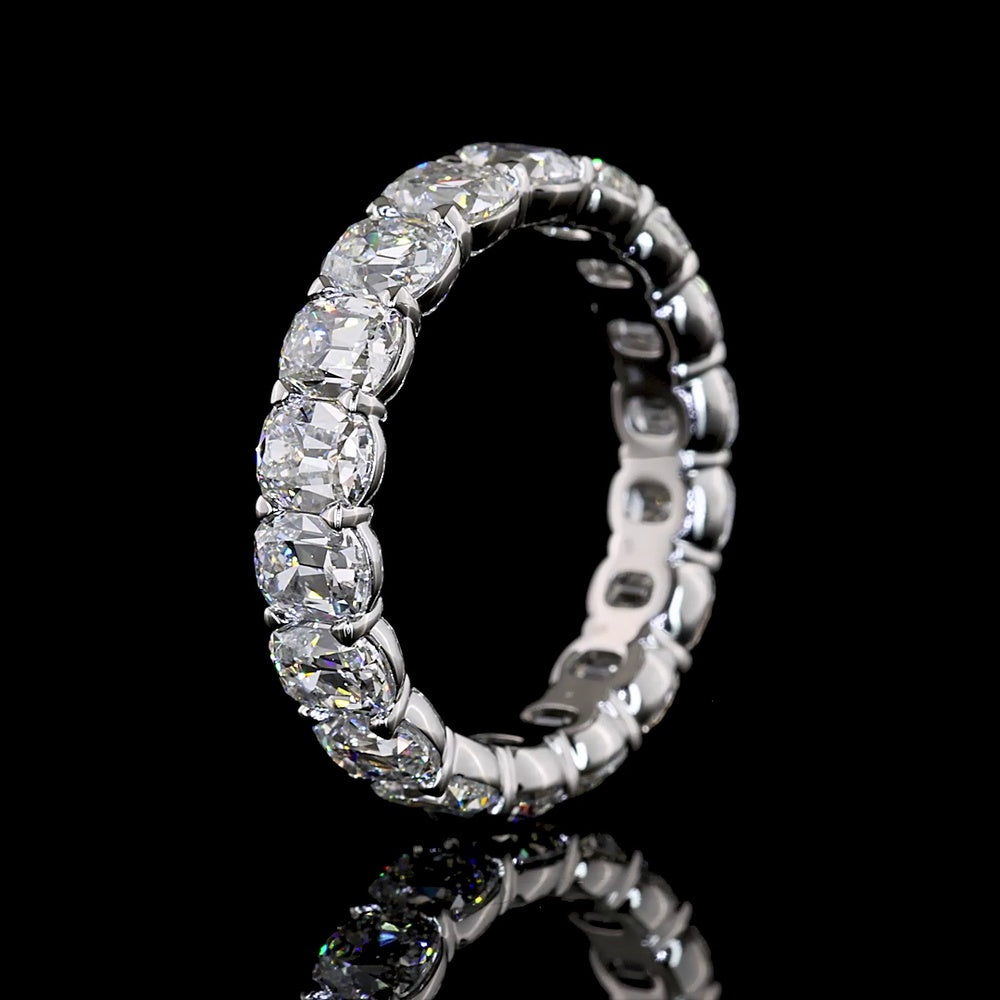 Platinum Eternity Band with 18 Antique Cushion Cut Lab Grown Diamonds - 4.08 Carats Total Weight, E-F Color, VS Clarity - Covaloro Fine Jewelry