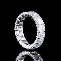 Platinum Eternity Band with 18 Emerald Cut Lab Diamonds in Prong Setting - 6.89 Carat Total Weight, E-F Color VS1 Clarity - Covaloro Fine Jewelry