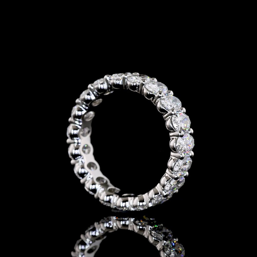 Platinum Eternity Band with 19 North-South Set Oval Cut Lab Diamonds - 2.72 Carat Total Weight, E-F Color VS1 Clarity - Covaloro Fine Jewelry