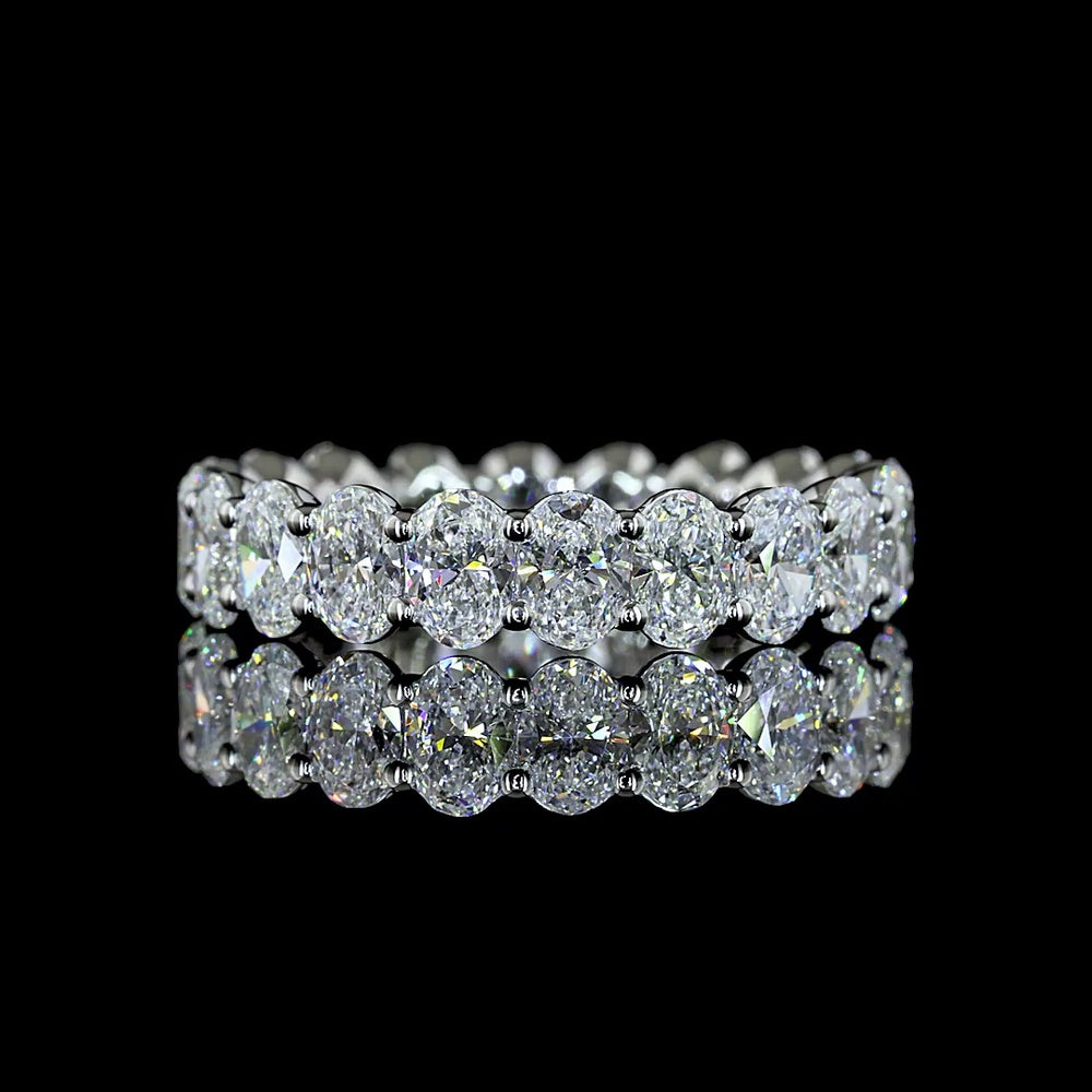 Platinum Eternity Band with 20 Oval Cut Lab Diamonds - E-F VS Clarity - 3.05 Carat Total Weight - Covaloro Fine Jewelry