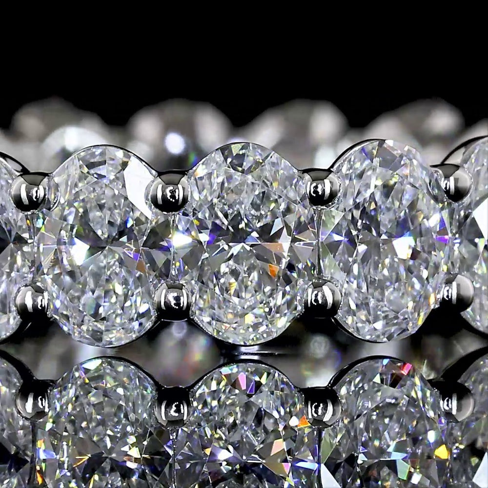 Platinum Eternity Band with 20 Oval Cut Lab Diamonds - E-F VS Clarity - 3.05 Carat Total Weight - Covaloro Fine Jewelry