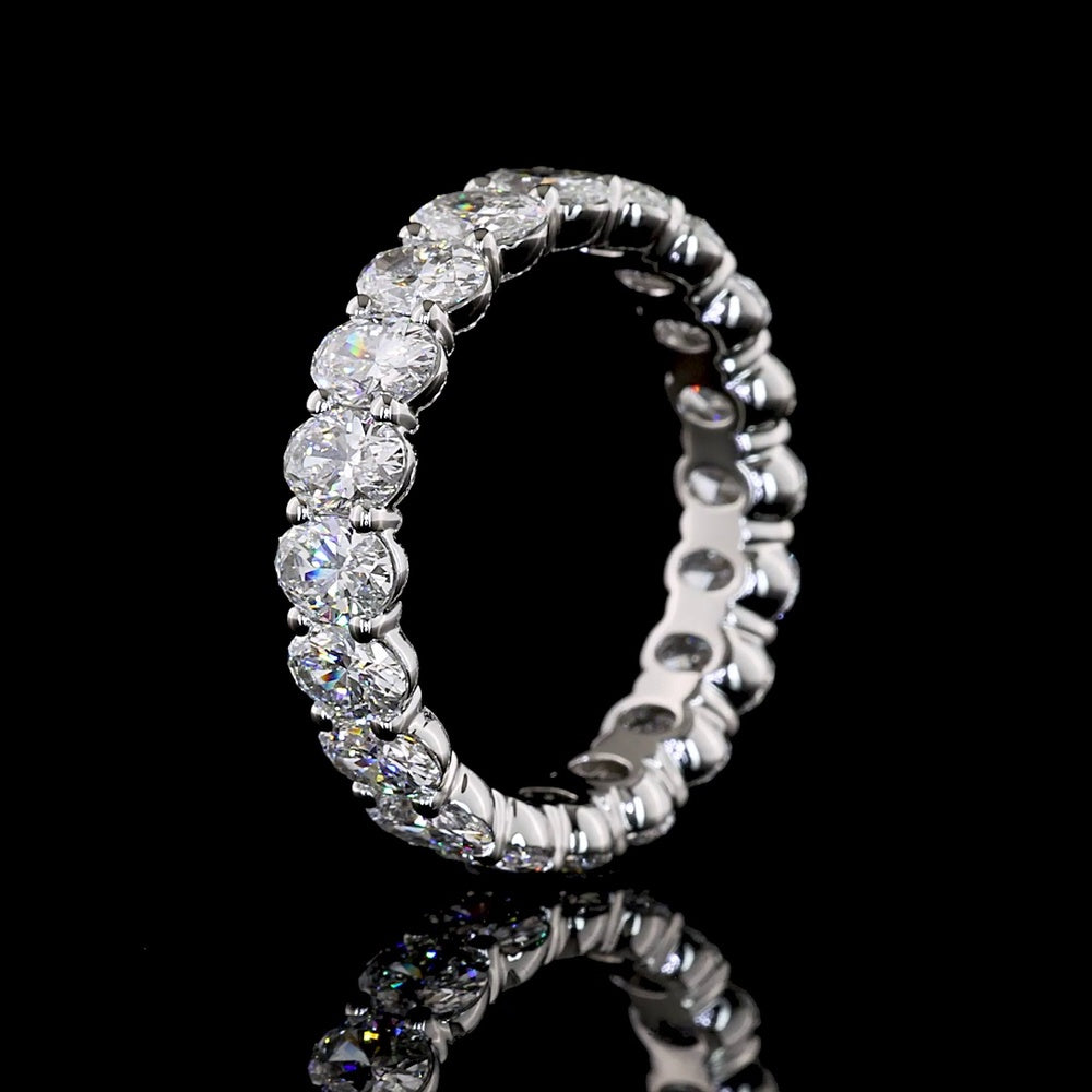 Platinum Eternity Band with 20 Oval Cut Lab Diamonds - E-F VS Clarity - 3.05 Carat Total Weight - Covaloro Fine Jewelry