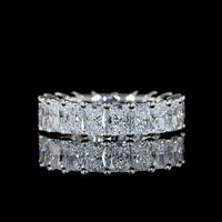 Platinum Eternity Band with 20 Prong-Set Radiant Cut Lab Diamonds - 4.06 Carat Total Weight, E-F Color VS Clarity - Covaloro Fine Jewelry