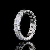 Platinum Eternity Band with 20 Prong-Set Radiant Cut Lab Diamonds - 4.06 Carat Total Weight, E-F Color VS Clarity - Covaloro Fine Jewelry