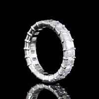 Platinum Eternity Band with 21 North-South Prong Set Emerald Cut Lab Diamonds - 4.73 Carat Total Weight - Covaloro Fine Jewelry