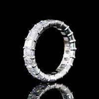 Platinum Eternity Band with 21 North-South Prong Set Emerald Cut Lab Diamonds - 4.73 Carat Total Weight - Covaloro Fine Jewelry