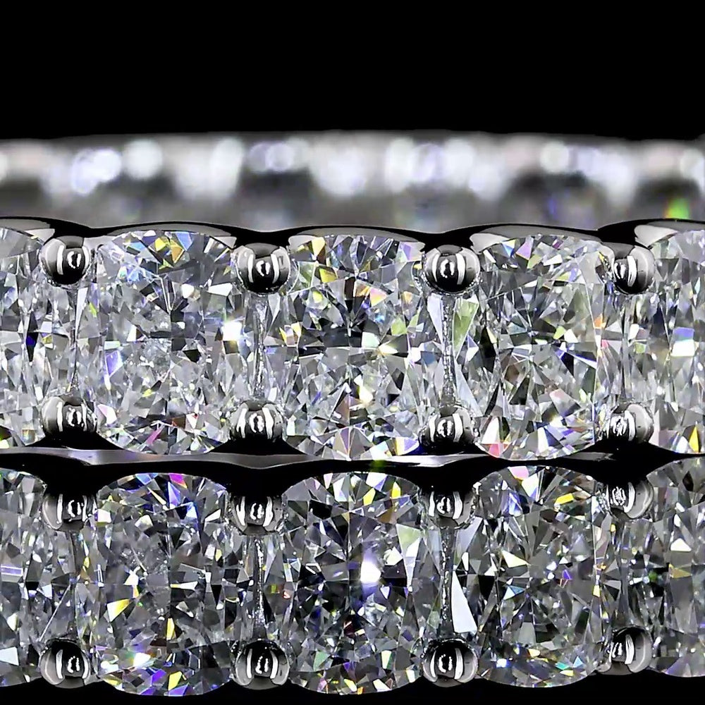 Platinum Eternity Band with 24 U-Prong Set Cushion Brilliant Cut Lab Diamonds - 2.91 Carat Total Diamond Weight E-F VS - Covaloro Fine Jewelry