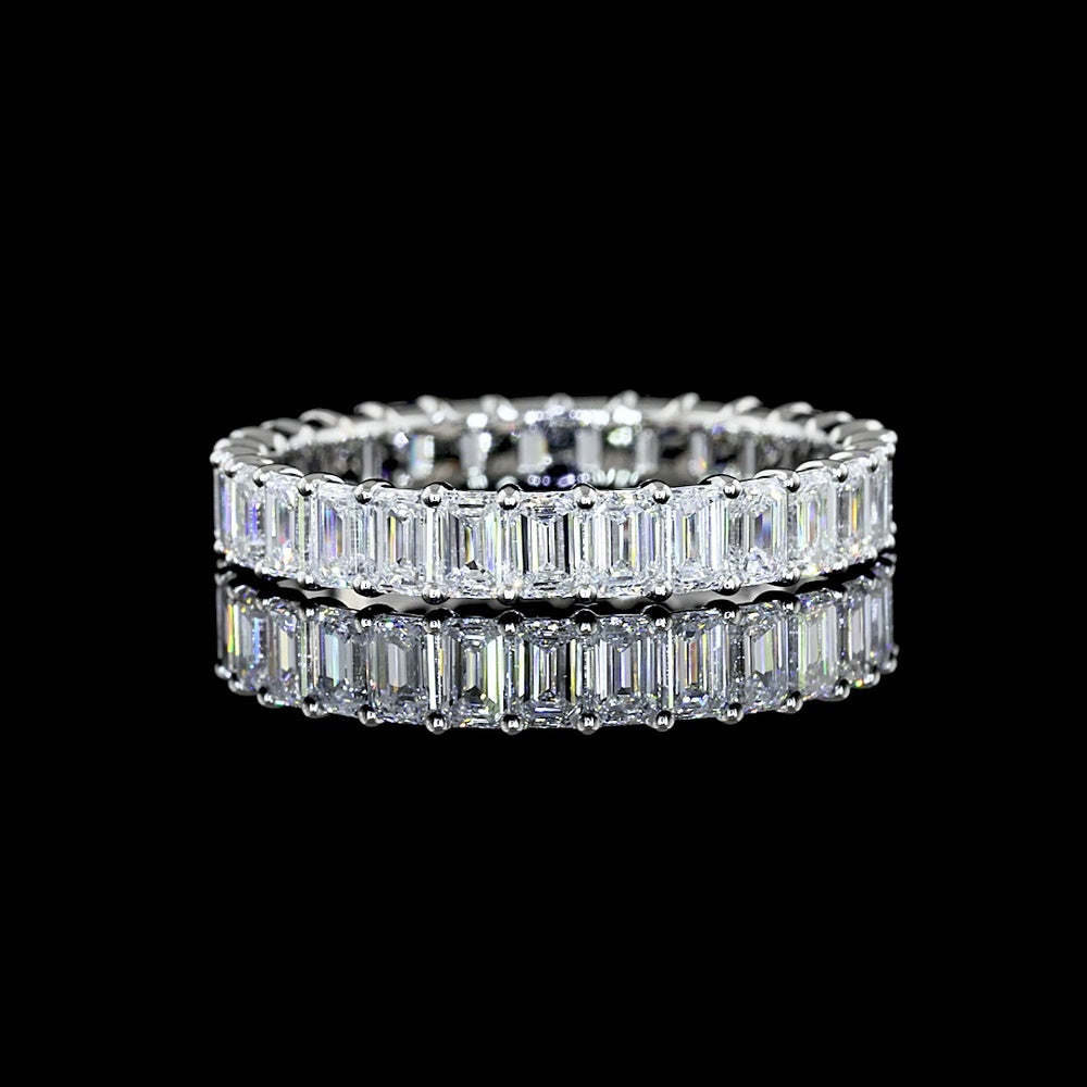 Platinum Eternity Band with 29 Emerald Cut Lab Diamonds - 2.16 Total Carat Weight, D VS1 Clarity - Covaloro Fine Jewelry