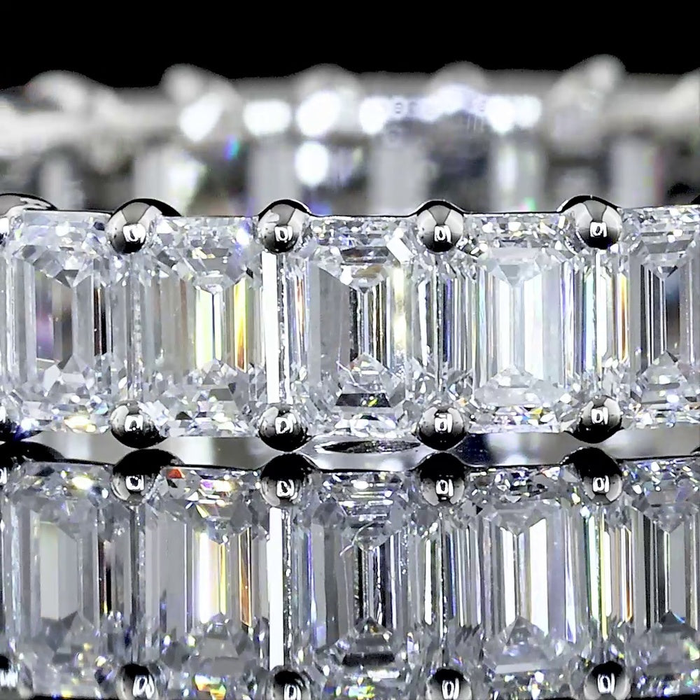 Platinum Eternity Band with 29 Emerald Cut Lab Diamonds - 2.16 Total Carat Weight, D VS1 Clarity - Covaloro Fine Jewelry