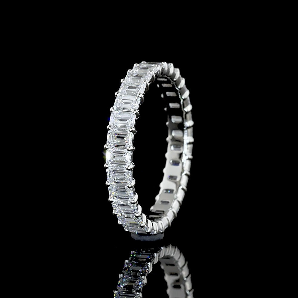 Platinum Eternity Band with 29 Emerald Cut Lab Diamonds - 2.16 Total Carat Weight, D VS1 Clarity - Covaloro Fine Jewelry