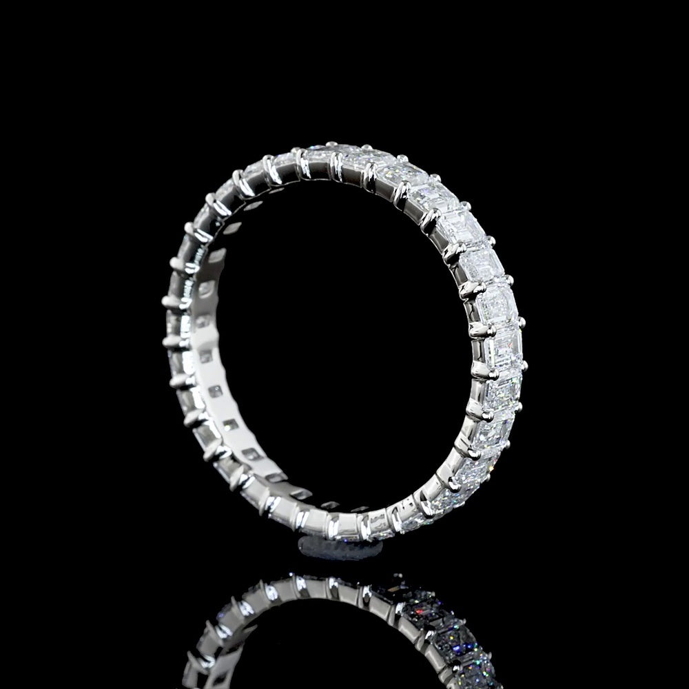 Platinum Eternity Band with 29 Emerald Cut Lab Diamonds - 2.16 Total Carat Weight, D VS1 Clarity - Covaloro Fine Jewelry