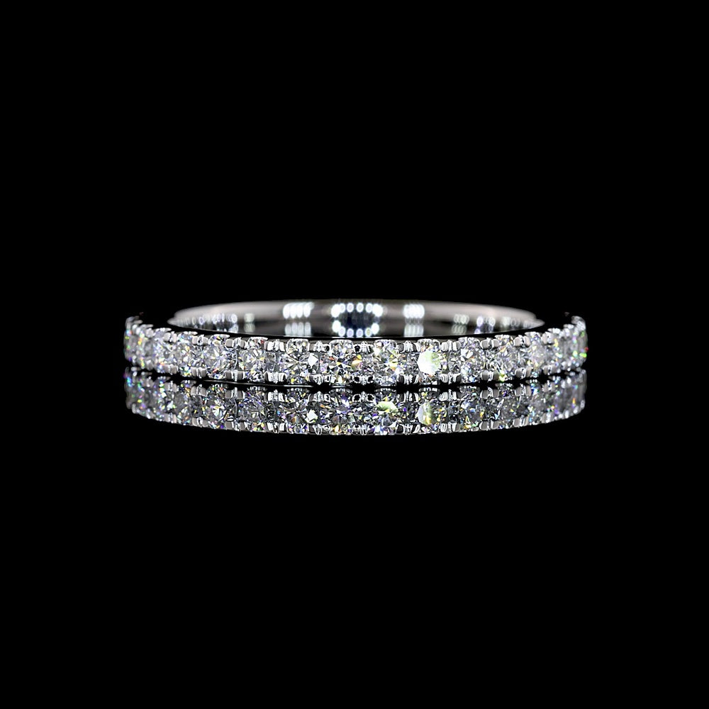 Platinum Eternity Band with 34 Brilliant Round Cut Lab Diamonds in Micro-Pave Setting - 0.86 Carat Total Weight, E-F Color VS1 Clarity - Covaloro Fine Jewelry